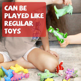 Hely Cancy dinosaur bath toy in tub scene for imaginative play