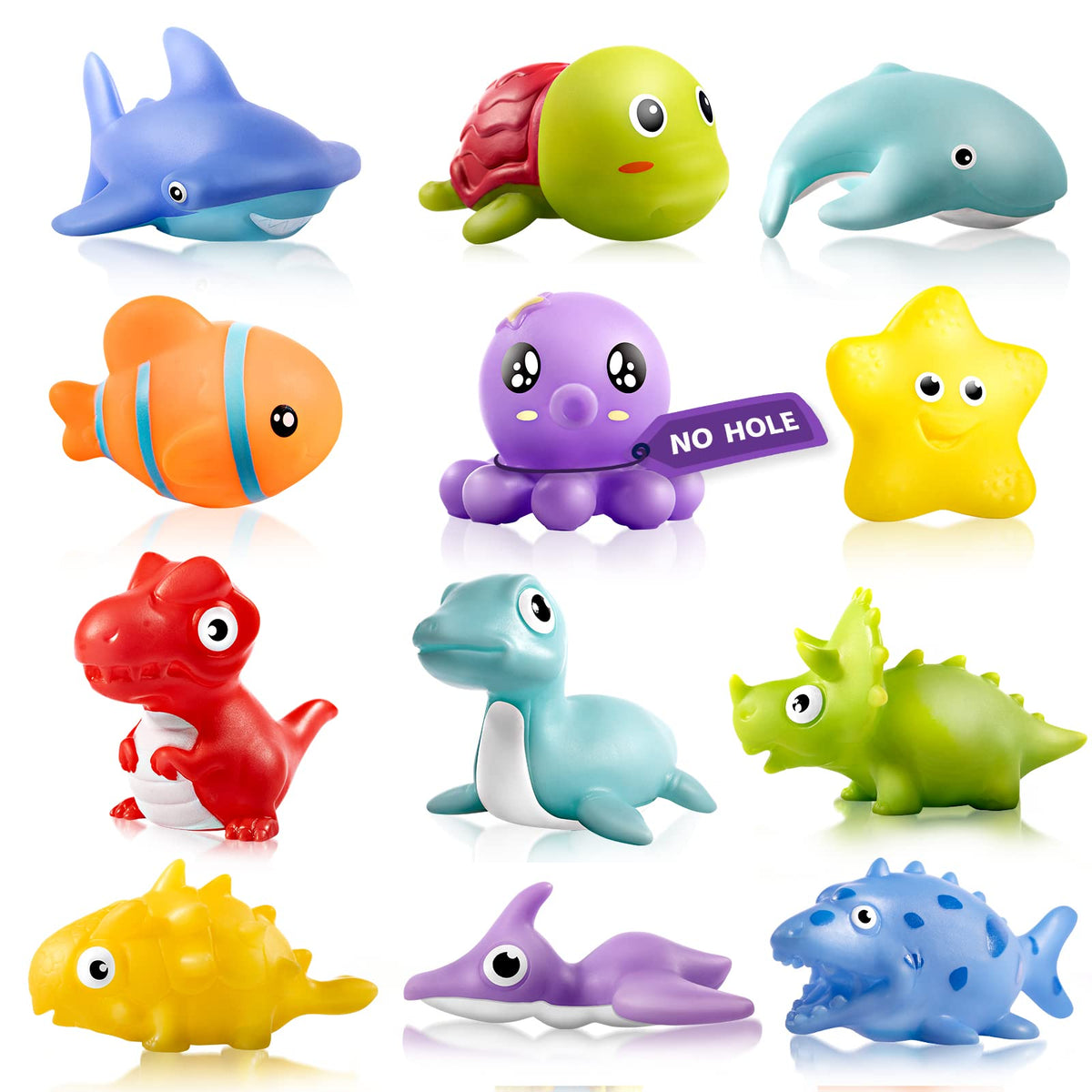 Hely Cancy infant bath toys with no-hole animals for safe tub play.