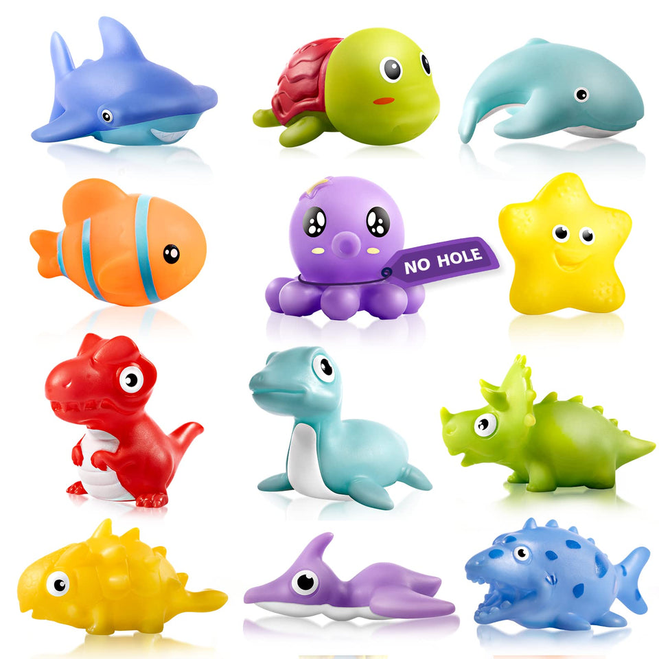 Hely Cancy infant bath toys with no-hole animals for safe tub play.