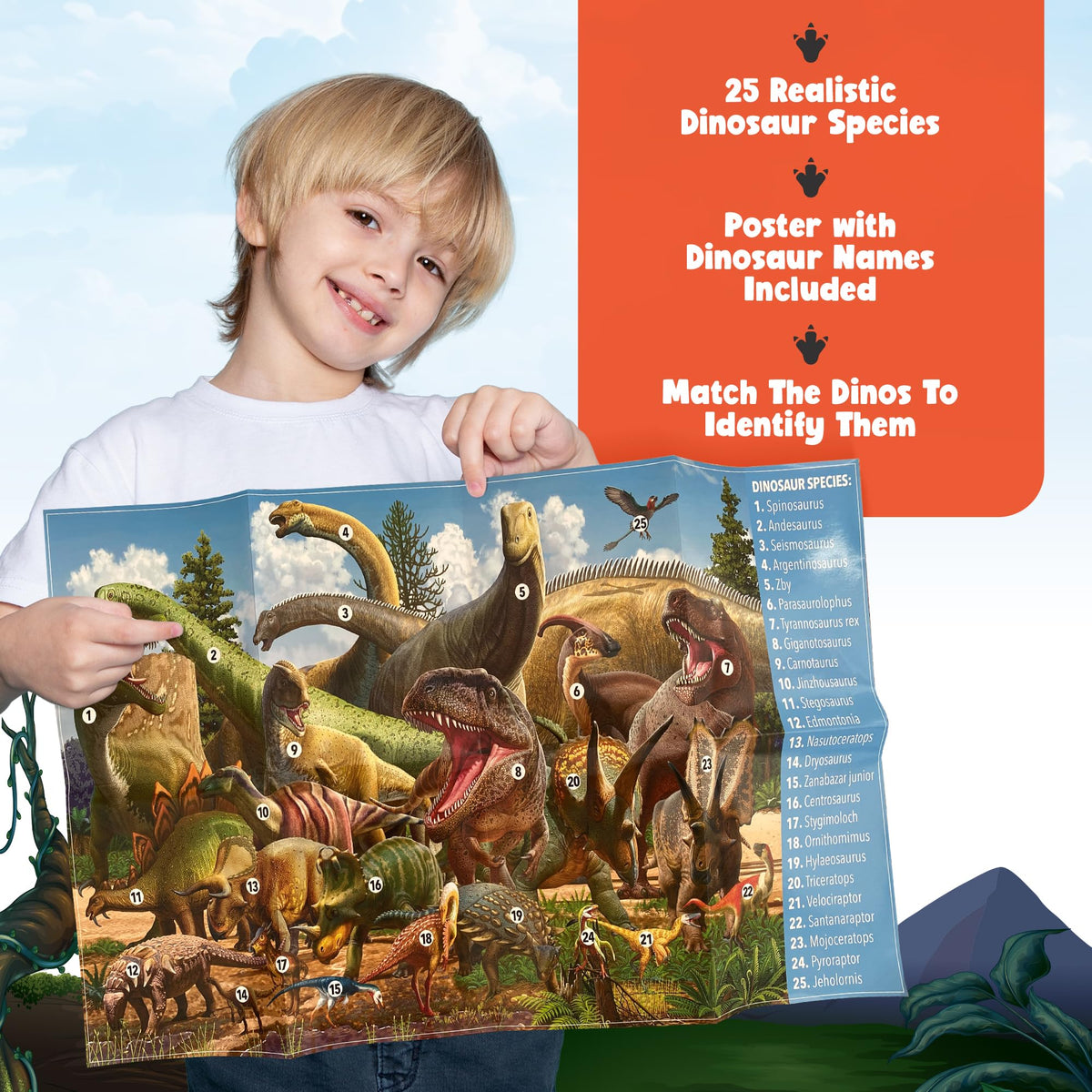 Hemalleon dino-poster with names helps kids identify each species.