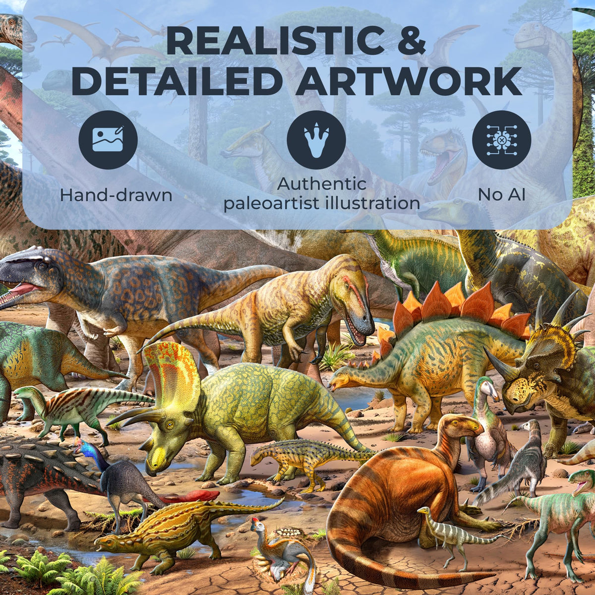 Hemalleon hand-drawn paleoart delivers authentic dinosaurs for a richer puzzle