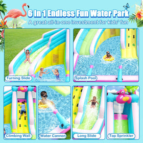HEMOPOW Flamingo water slide climbing wall for adventurous play.