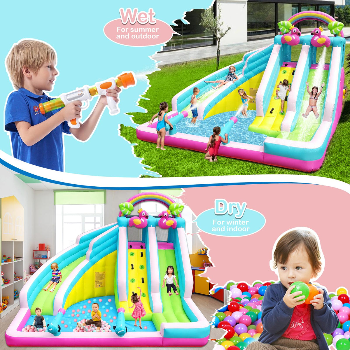 HEMOPOW Flamingo splash pool for refreshing outdoor cooling.