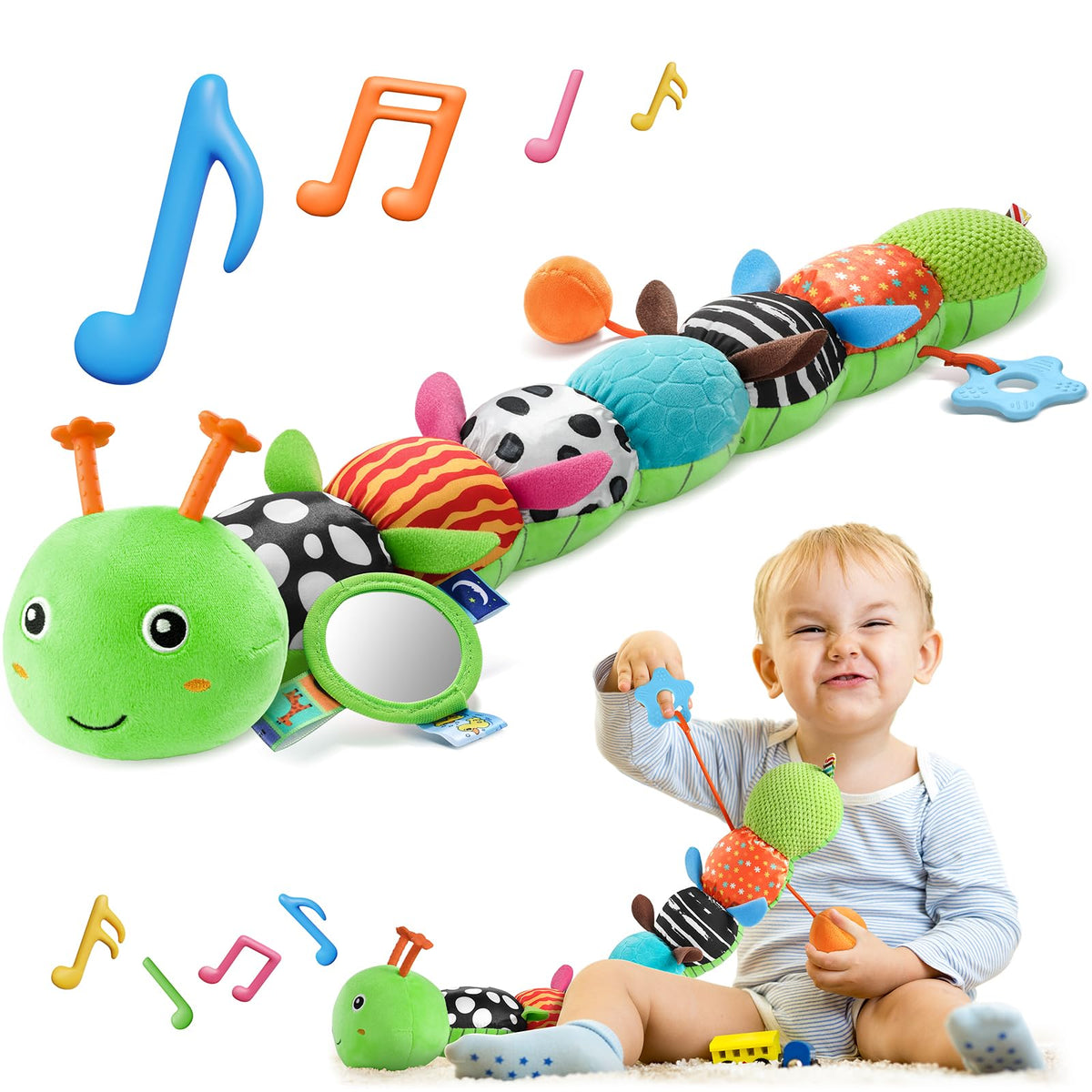 HEMRLY baby sensory caterpillar teether for soothing gums during play