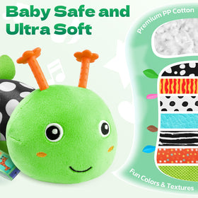 HEMRLY caterpillar plush with crinkle texture enhances tactile exploration