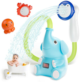 HEMRLY elephant bath toy with LED temperature display shows real-time water temperature.