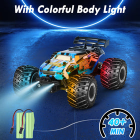HENEROAR remote car on grass and rocks demonstrates stable suspension and grip