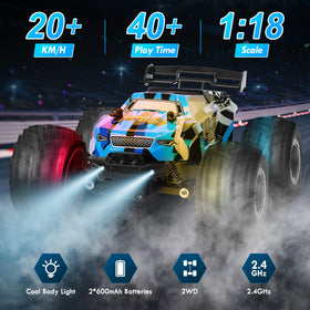 HENEROAR RC car side profile highlights rugged off-road tires for versatile terrains