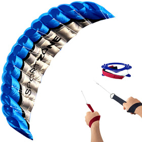 HENGDA KITE 2.5m dual-line stunt parafoil kite blue ready for wind