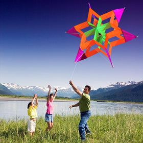 Bright color patterns of the Hengda Kite lotus flower design.
