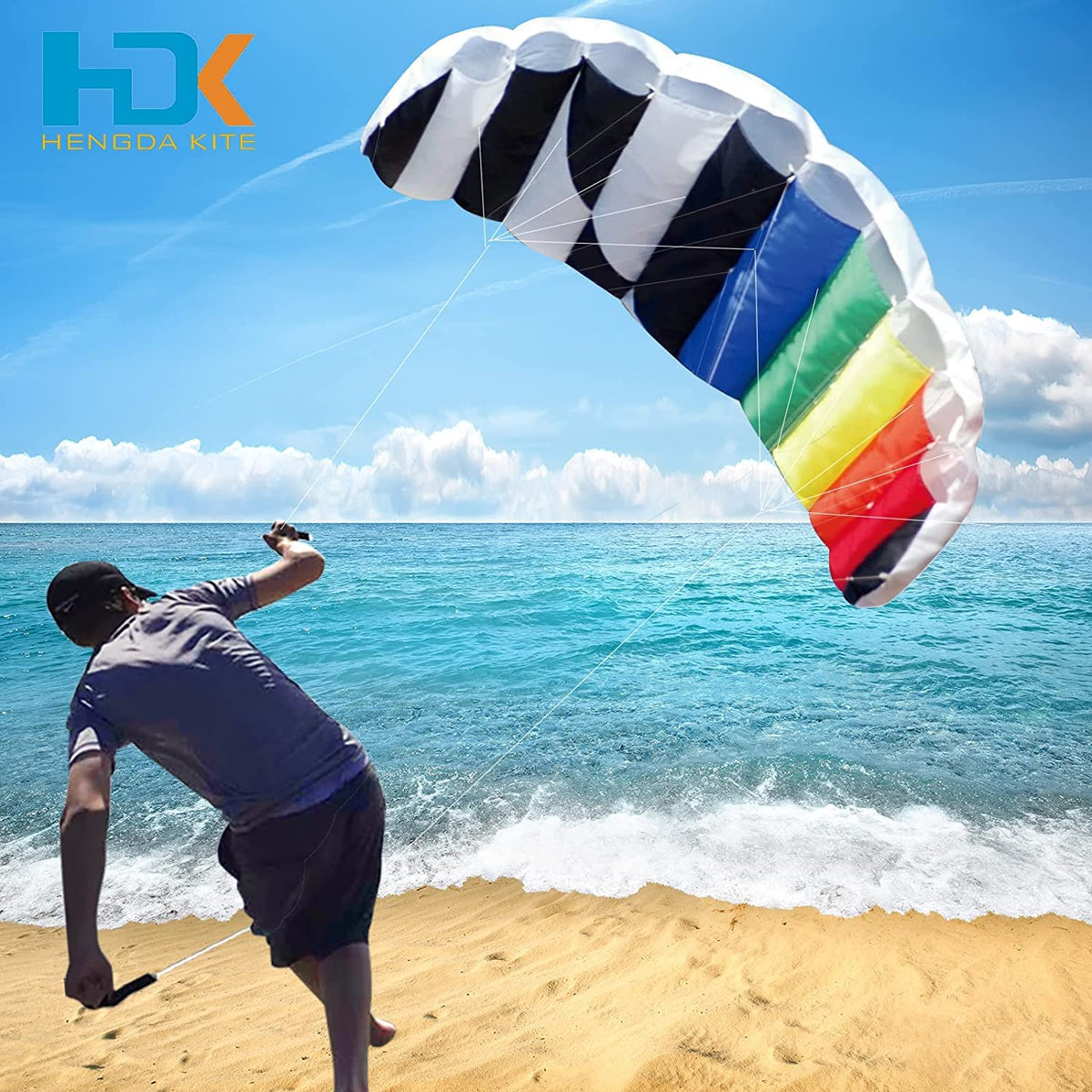HENGDA KITE easy-grip handles for comfortable control during takeoff.