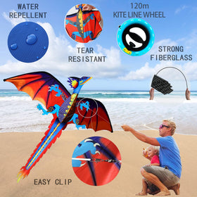 HENGDA KITE dragon kite with fiberglass rods for strong yet lightweight performance.