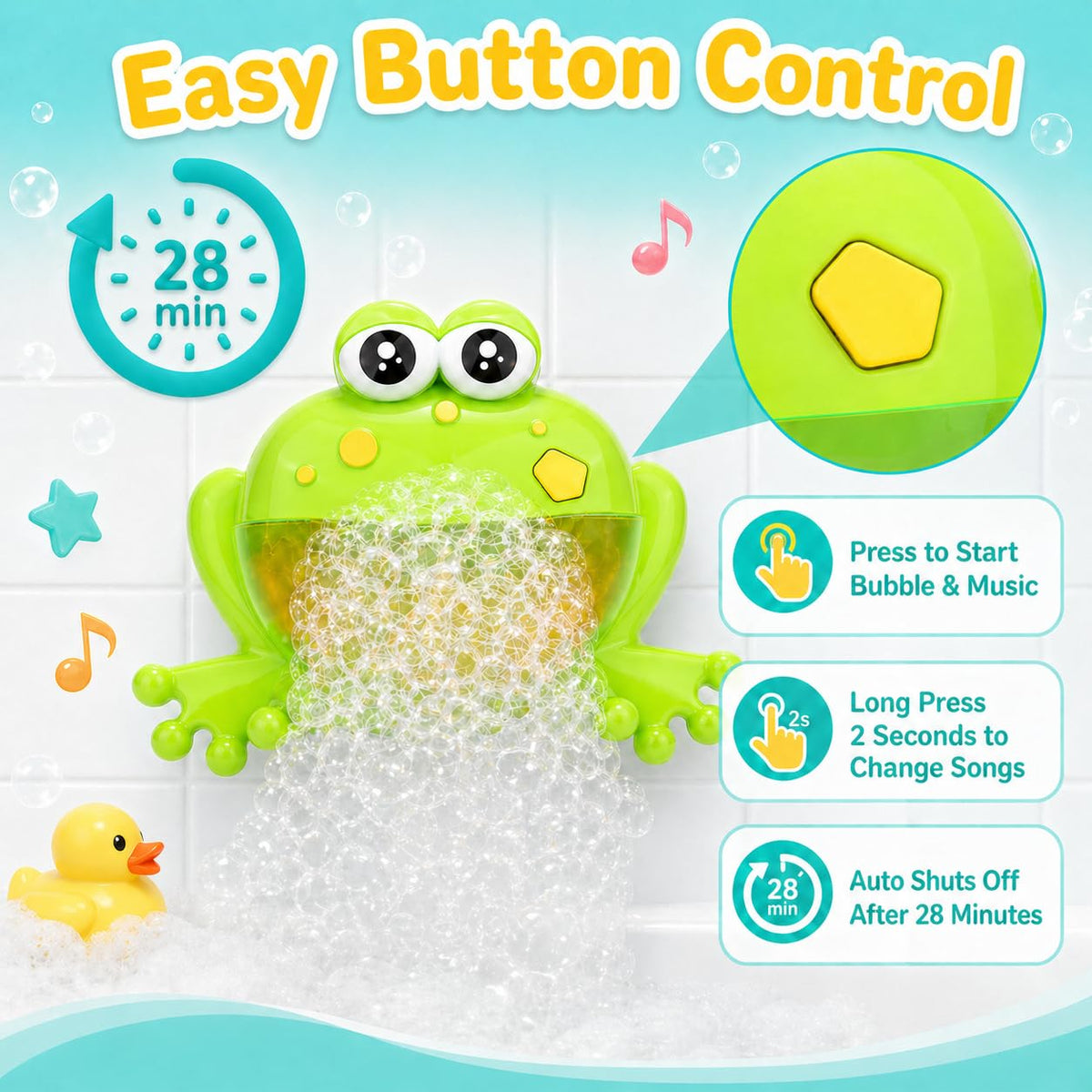 HengGL Frog bubble maker with three suction cups for secure mounting