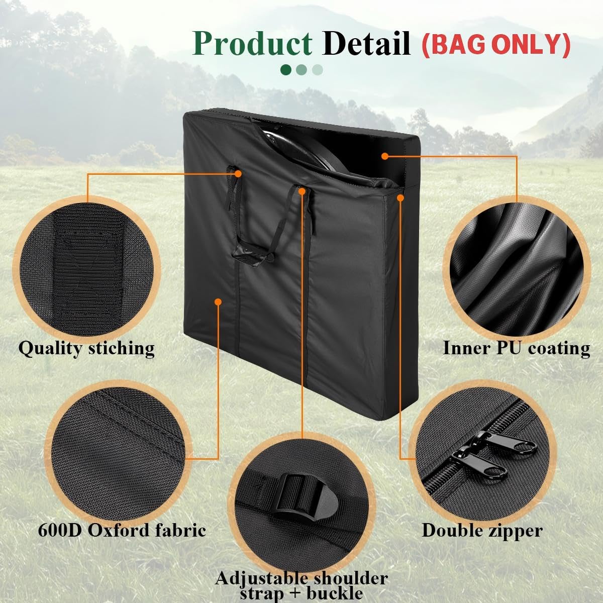 Hengme storage bag made from 600D Oxford fabric offers waterproof and tear-resistant protection.