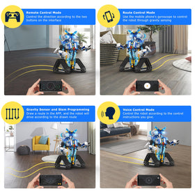 Henoda robot with glowing eyes adds personality during interactive play.