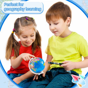 Henoyso world map globe decor blue, adds learning flair to study spaces.