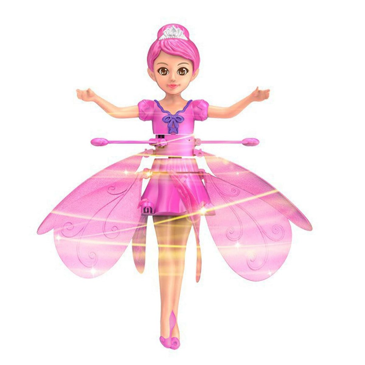 HENRYZH pink flying doll with crystal wings hovering for imaginative play