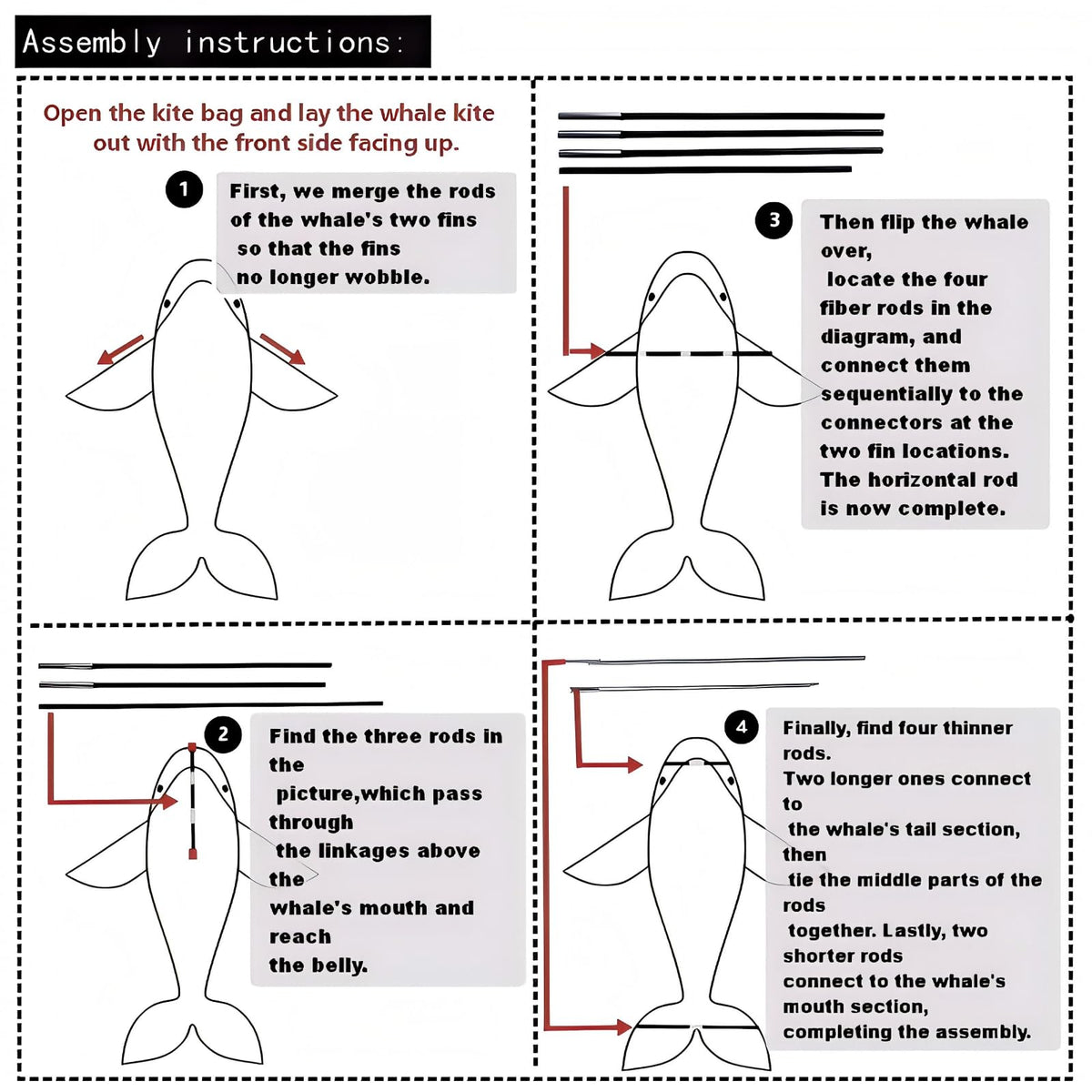 Heoniex whale kite instruction manual included, quick setup.