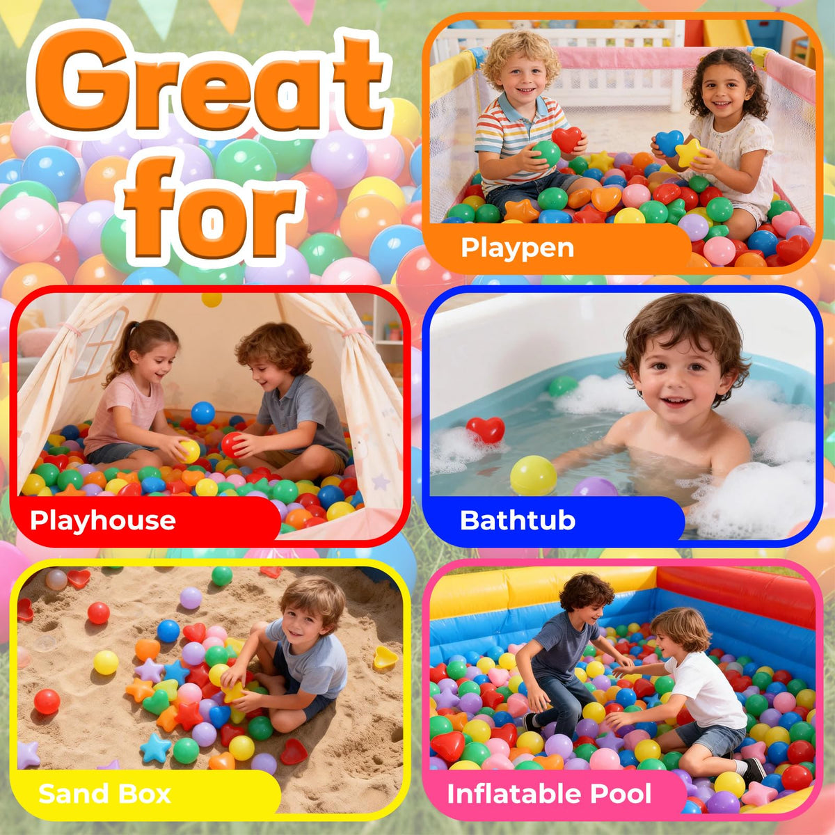 Bright rainbow balls supporting color recognition and counting activities