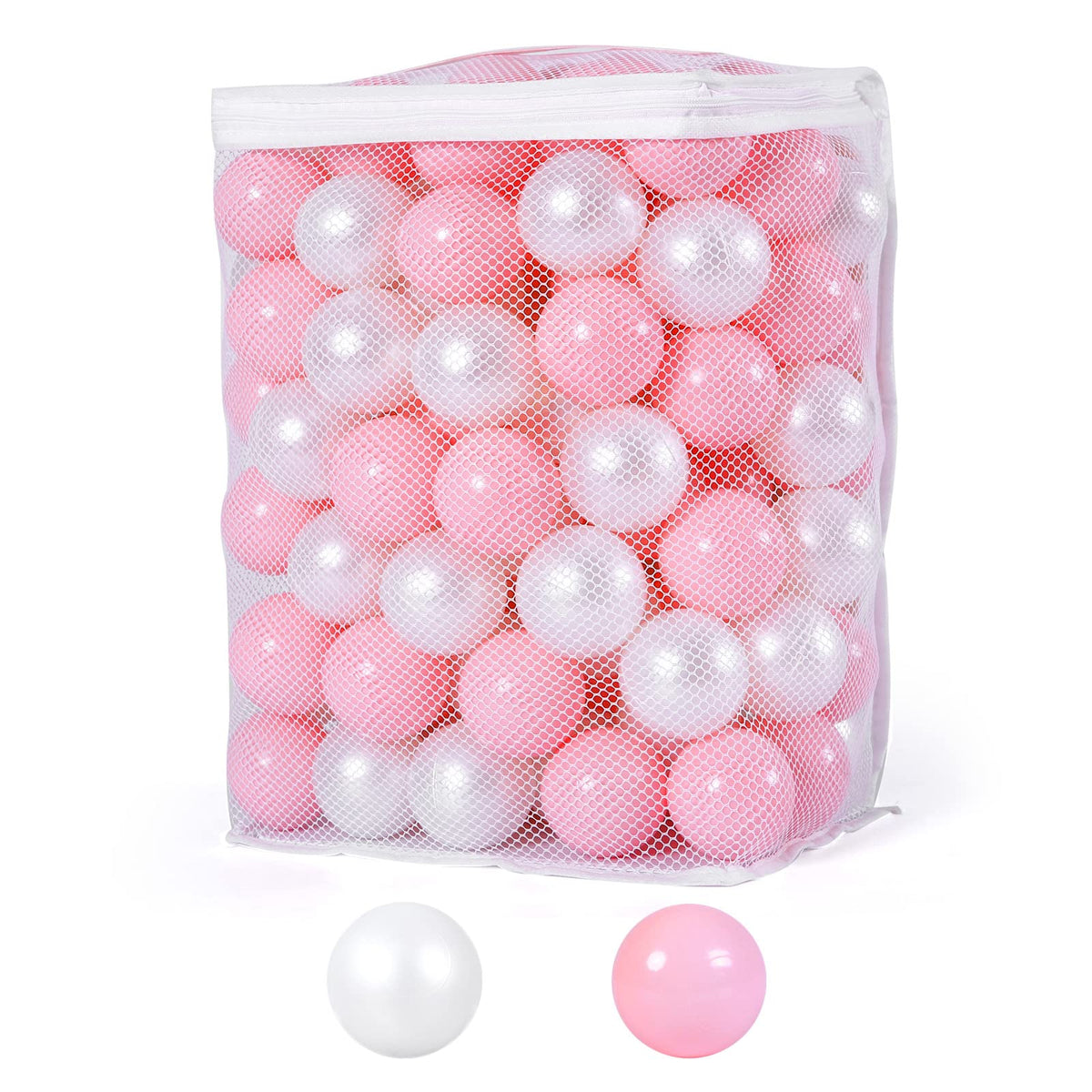 Heopeis pink pearl white ball closeup for safe infant play