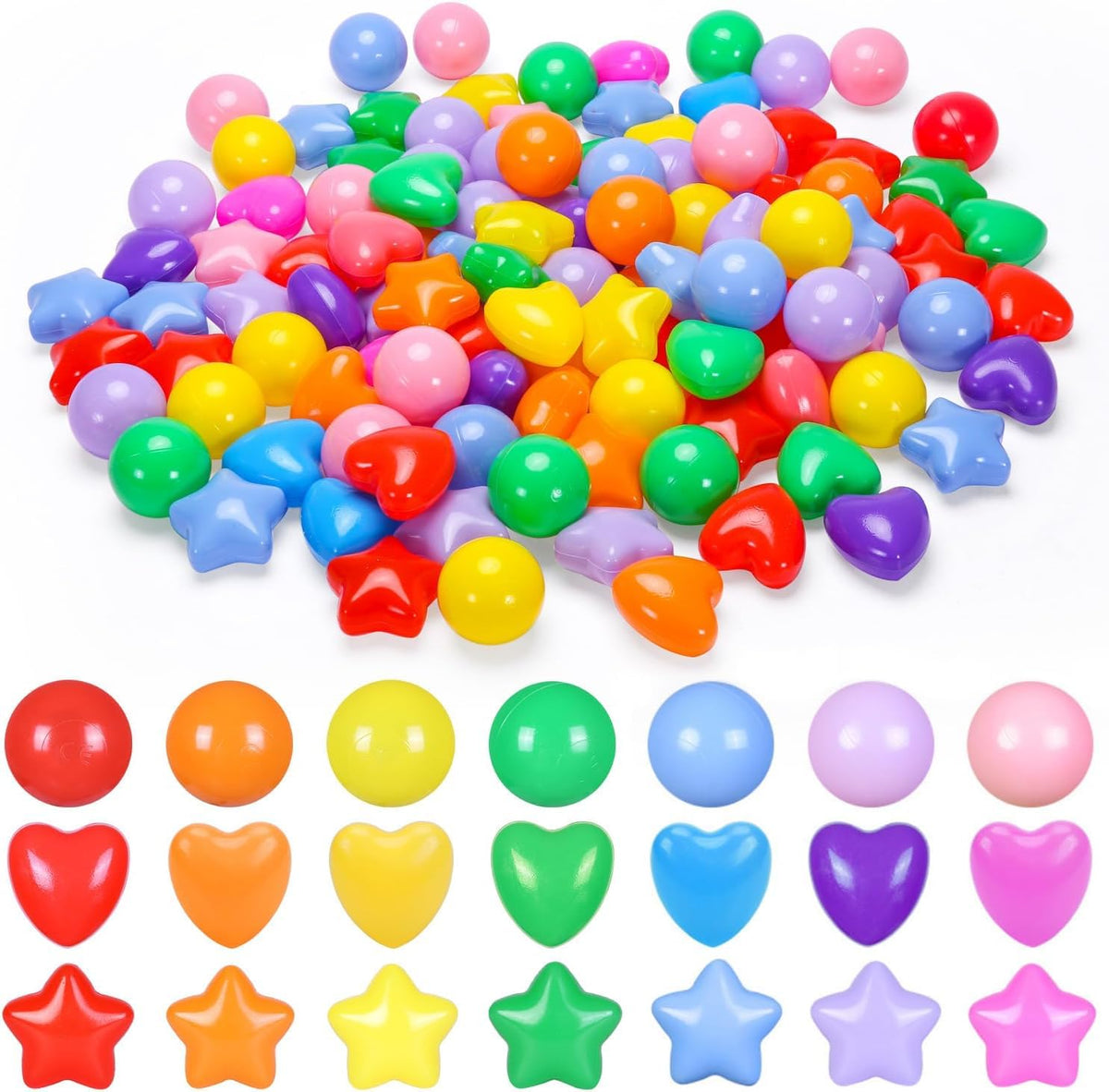 Heopeis Star Ball Pit Balls 50-count colorful set for safe toddler play and color recognition
