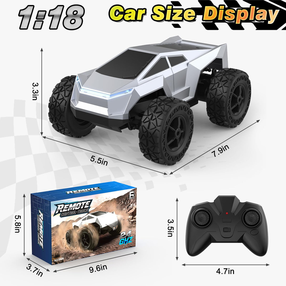 Hepoasky RC car front LED headlights glowing during play