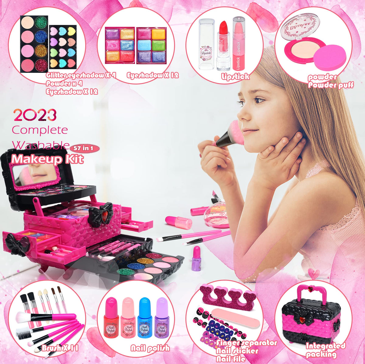 HERAPFANN Kids Makeup Kit blush colors for gentle, kid-friendly looks