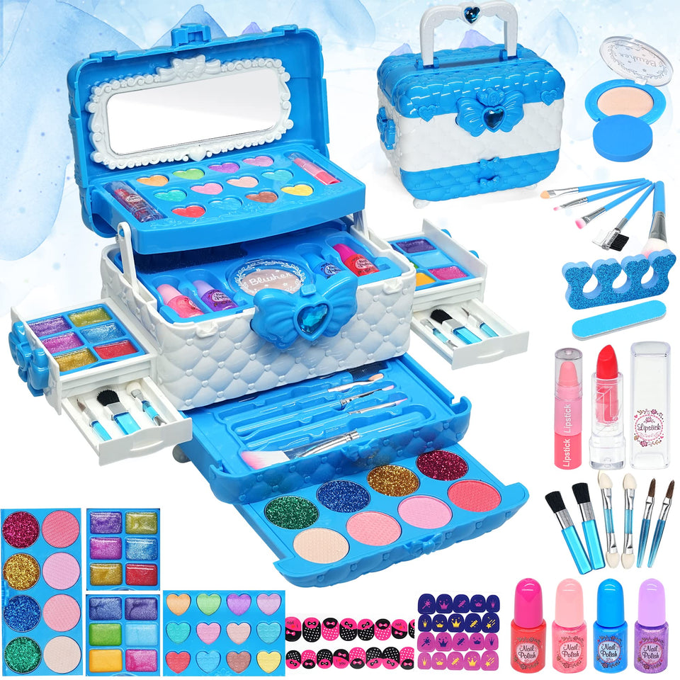 HERAPFANN kids makeup kit box with bow, gift-ready packaging for birthdays