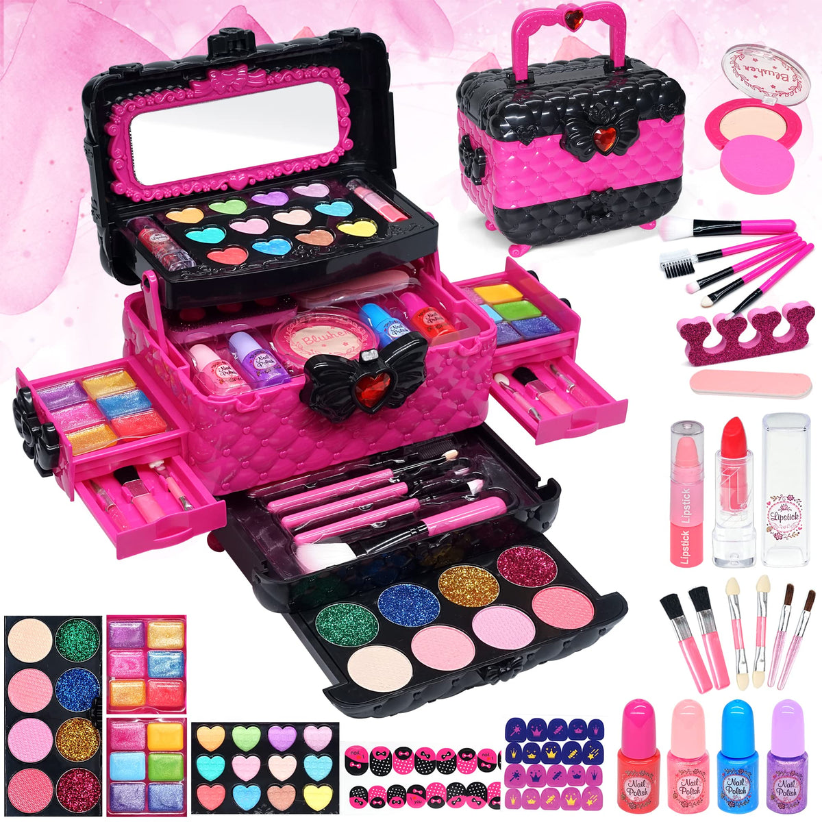 HERAPFANN Kids Makeup Kit eye shadows for imaginative play and easy blending
