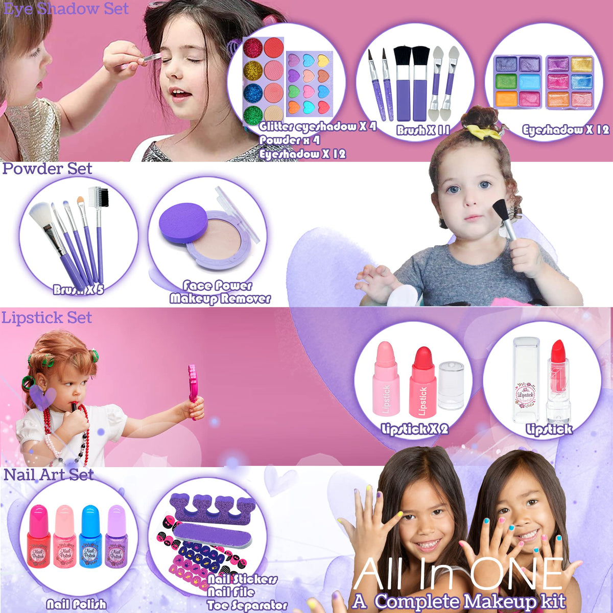 HERAPFANN nail polish set with washable color options for kids