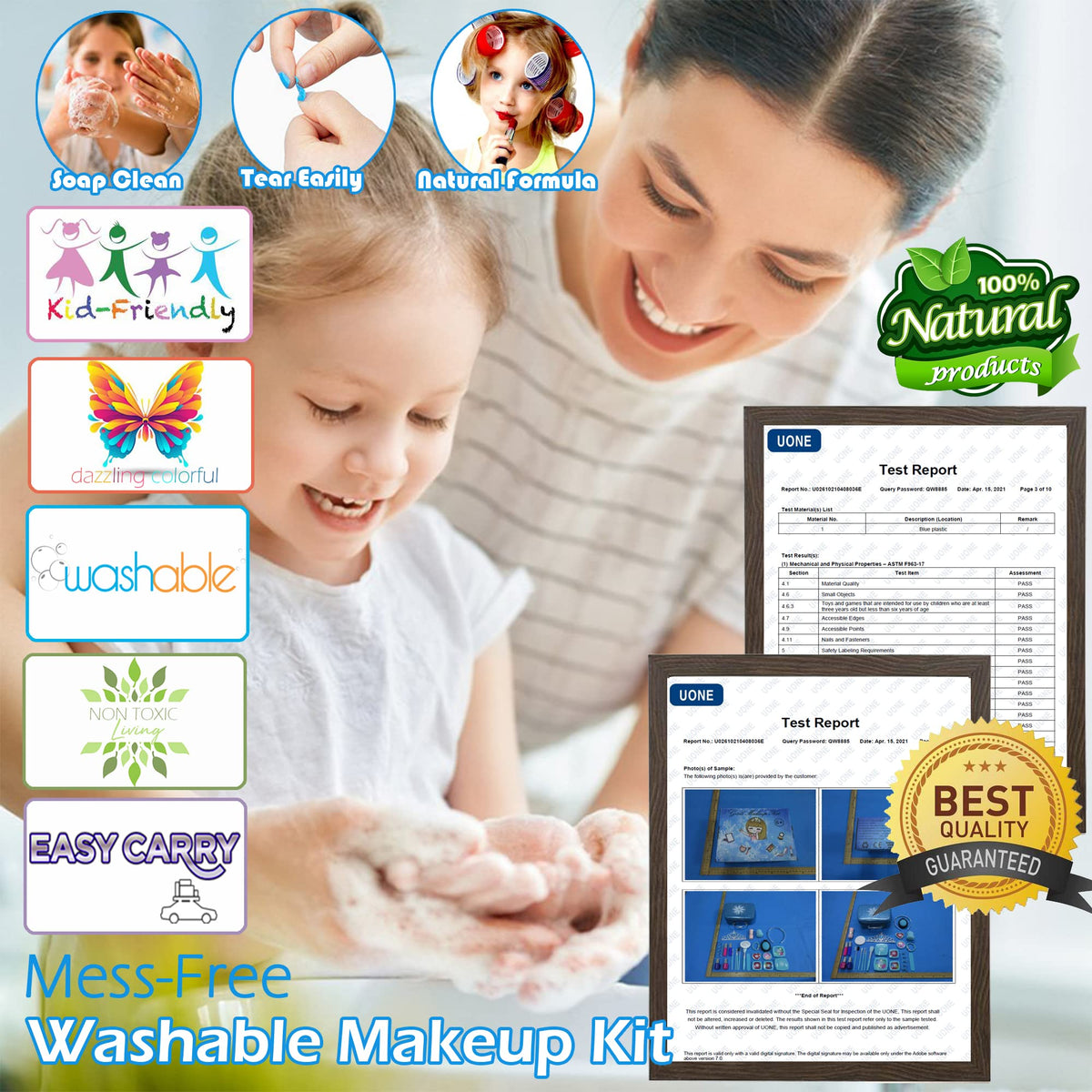HERAPFANN washable makeup kit in use for easy cleanup after play