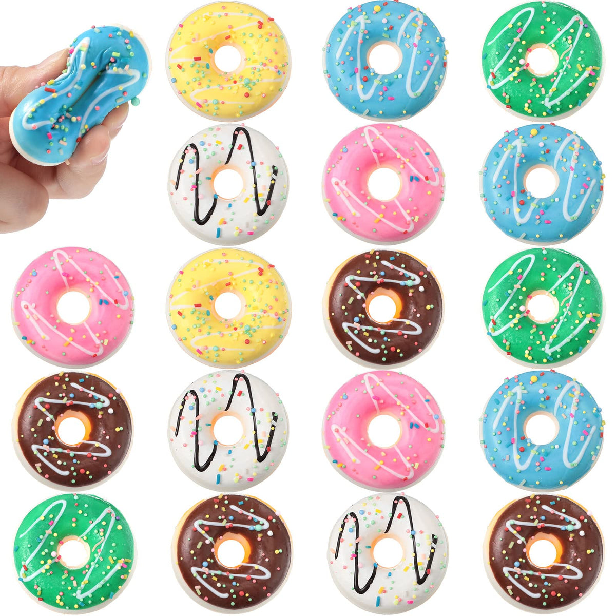 Herdear 20-pack chocolate donut foam stress balls for desk fidgeting and relaxation