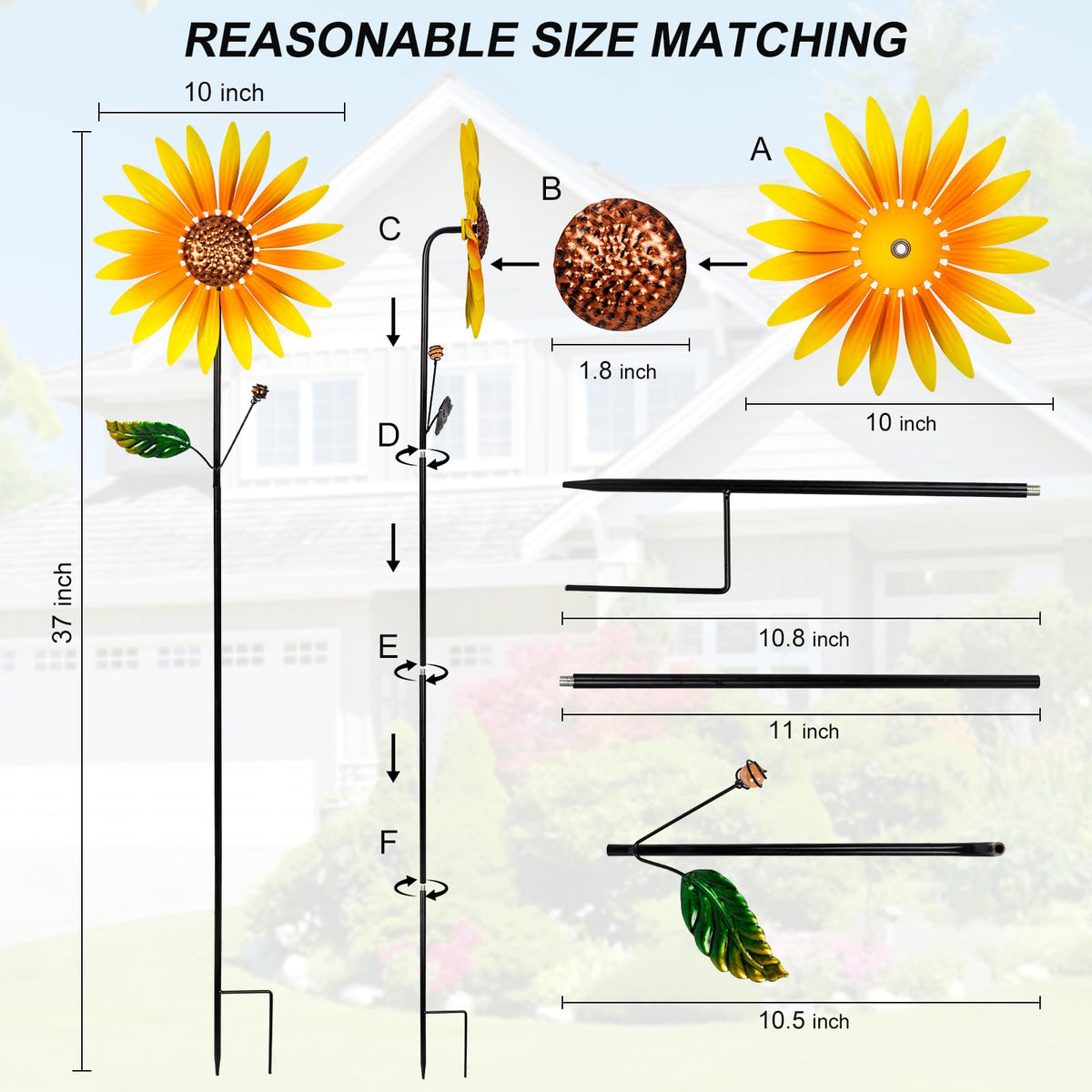 HERJIATK sunflower garden decor green leaves for a natural look