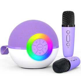 Heroange karaoke microphone purple front view, portable design for kids and adults.