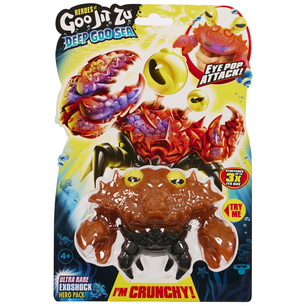 Heroes of Goo Jit Zu Deep Goo Sea Exoshock stretches to 3x for dynamic play.