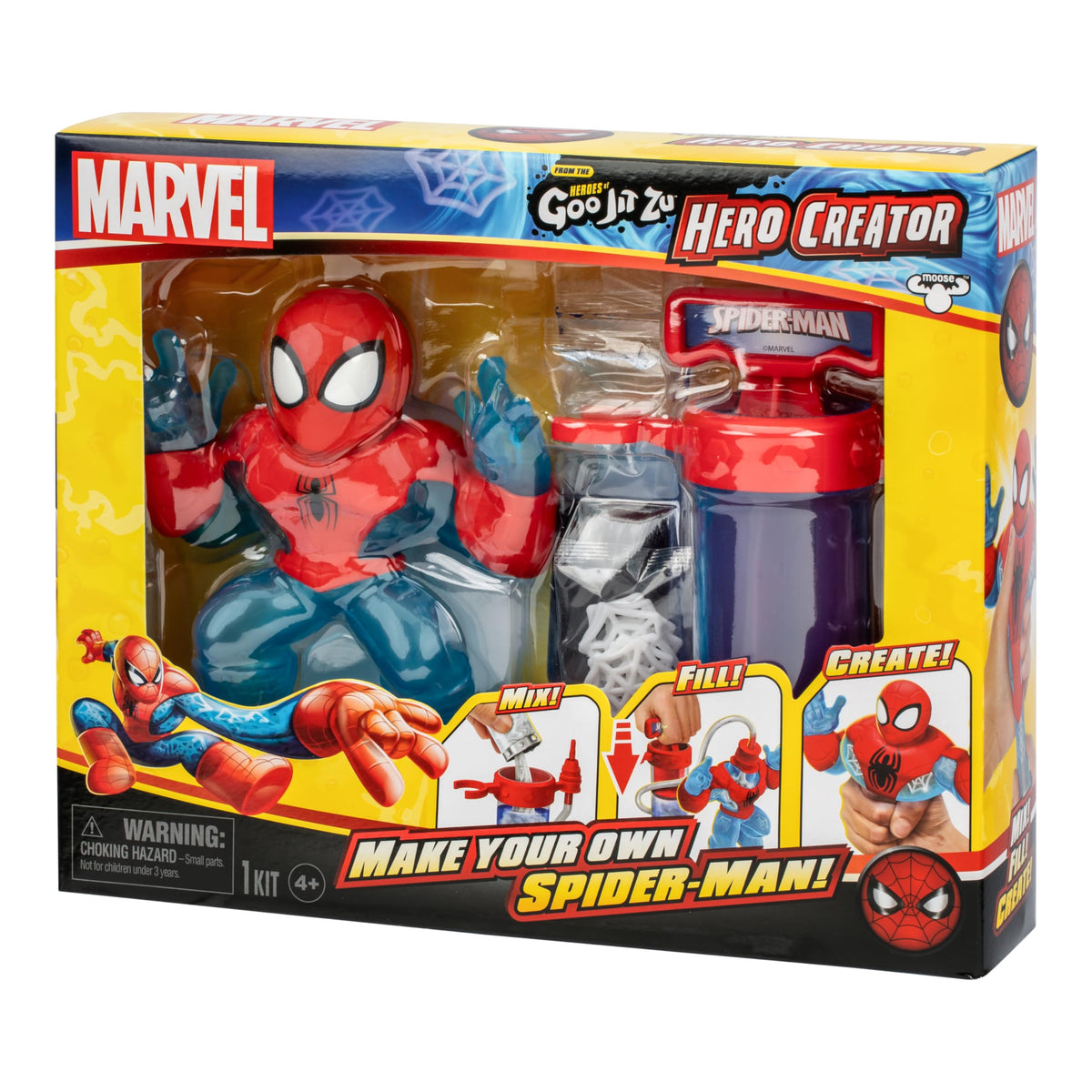 Stretchy Spider-Man figure ready for dramatic, squishy superhero battles.