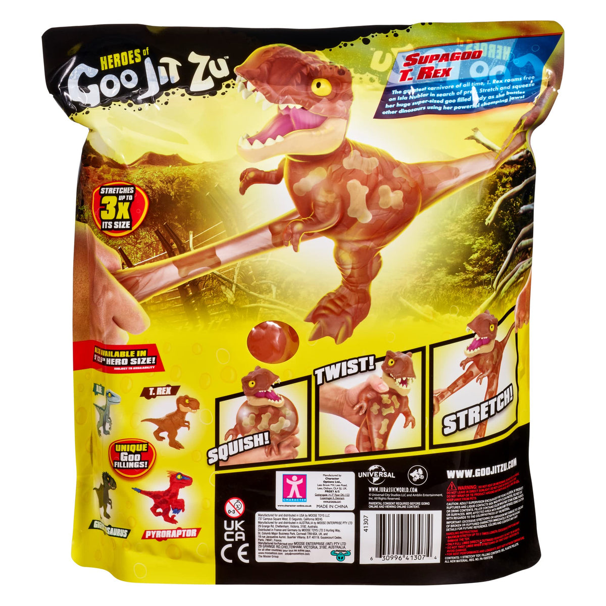 Display-ready Heroes of Goo Jit Zu Supagoo T. Rex with flexible limbs.