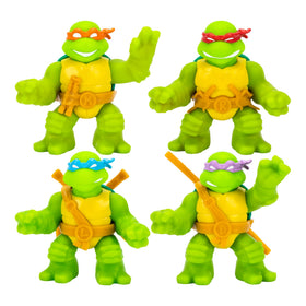 Group shot of Heroes of Goo Jit Zu TMNT four-pack for squishy, stretchable play.