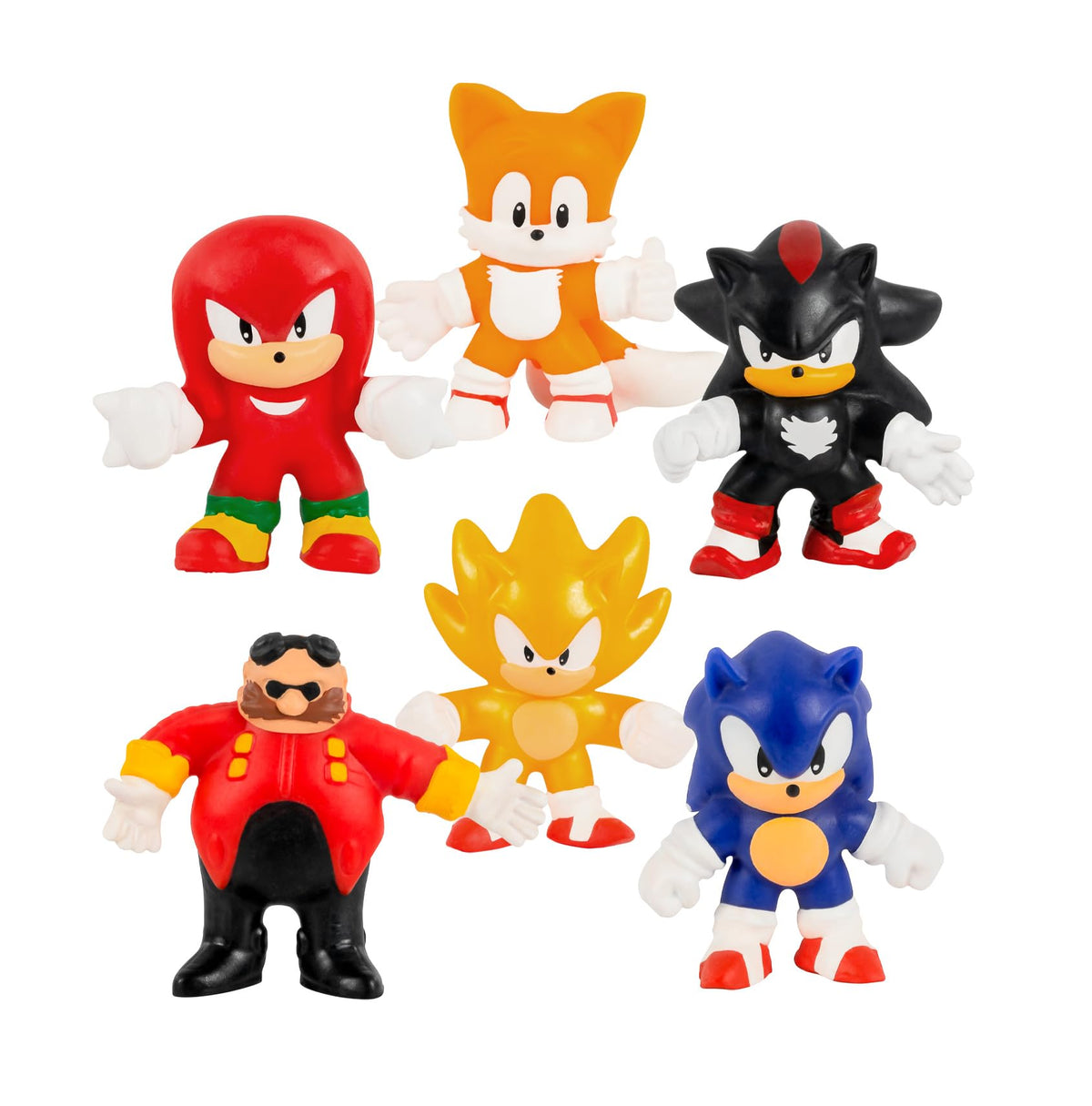 Heroes of Goo Jit Zu Minis Sonic 6 Pack front view for vivid stretch-and-squish play