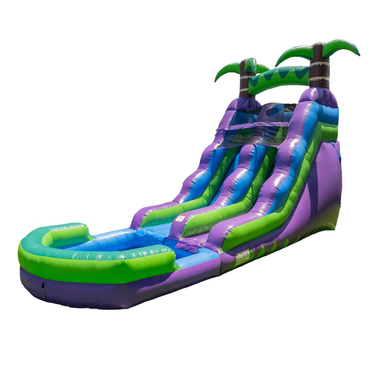 HeroKiddo 16ft tropical water slide with pool ready for sunny backyard fun