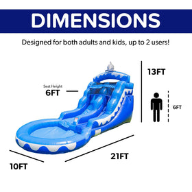 HeroKiddo Dolphin Slide 21ft sliding path supports multi-child use