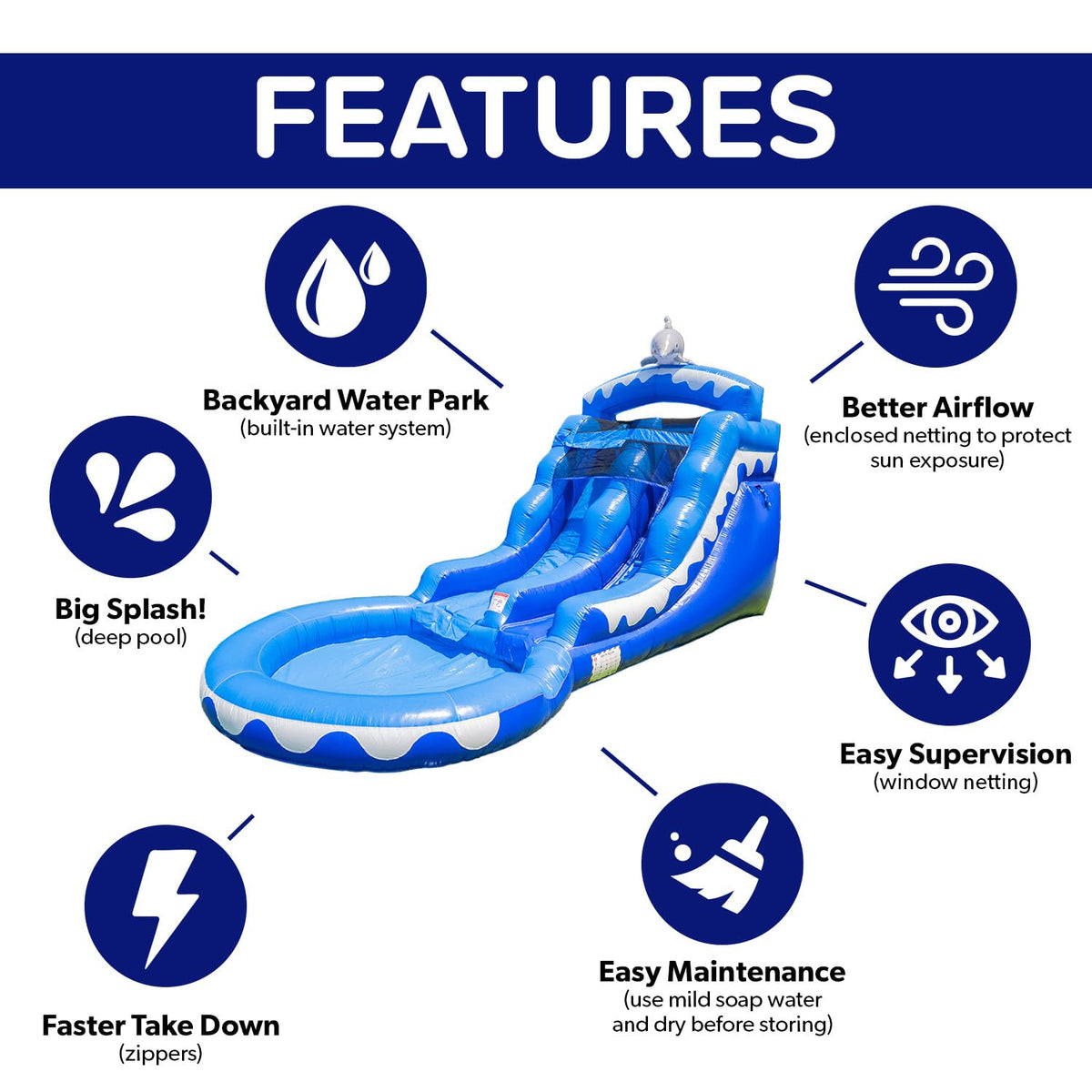HeroKiddo Dolphin Slide commercial PVC vinyl for durable outdoor use