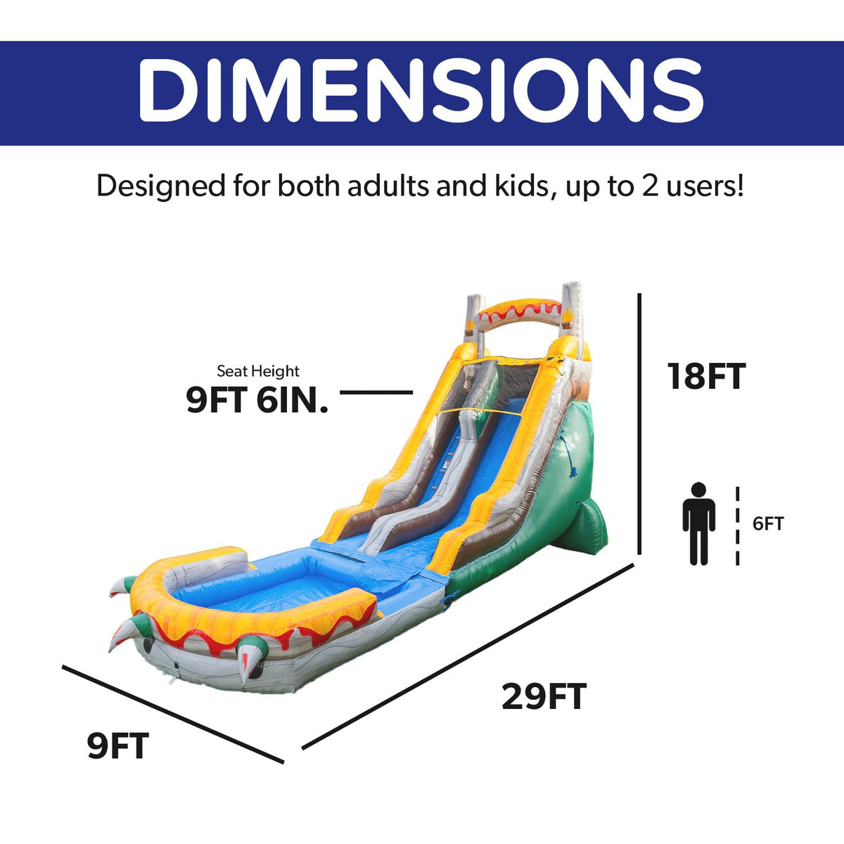 HeroKiddo water bladder system ensures even water flow across the slide.