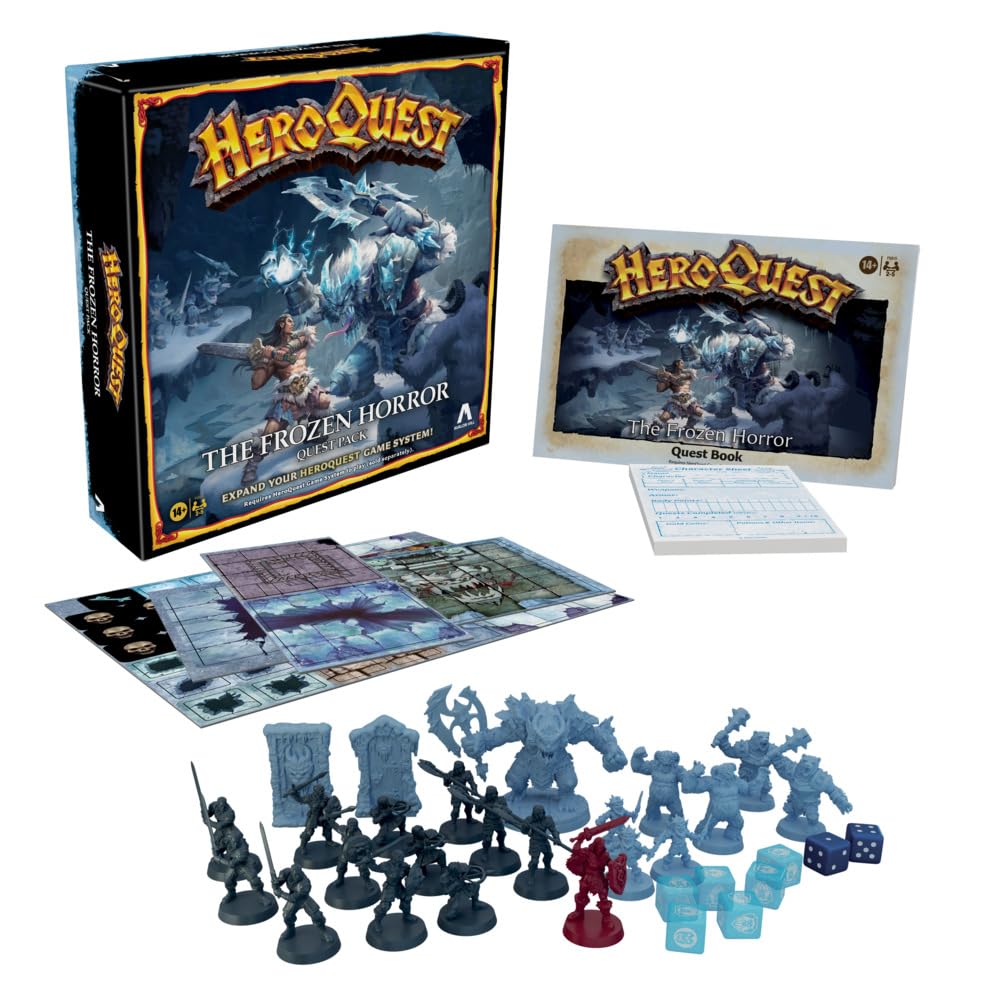HeroQuest Frozen Horror miniature display enhances icy dungeon battles.