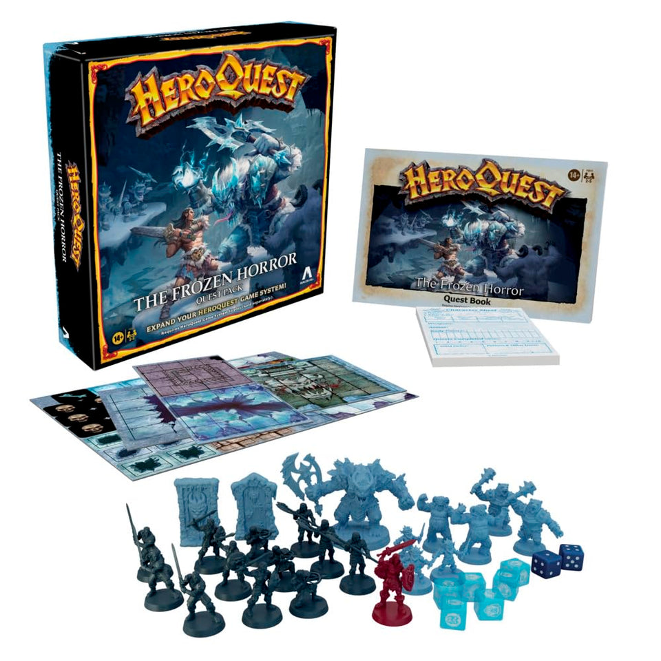 HeroQuest Frozen Horror miniature display enhances icy dungeon battles.
