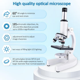 Herwicm microscope dual lighting modes adapt to slides and samples.