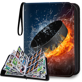 HESPLUS hockey card binder front cover showing organized 9-pocket storage.