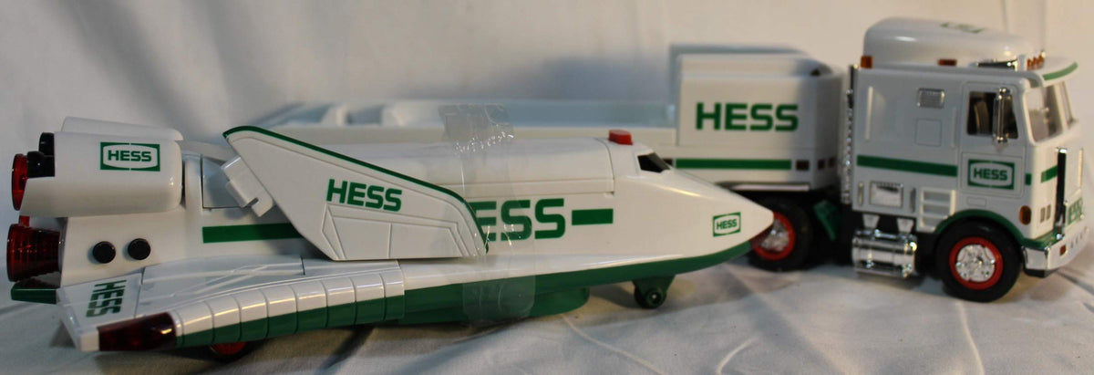 Hess 1999 truck and space shuttle with satellite packaging view for collectors