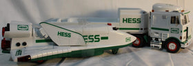 Hess 1999 truck and space shuttle with satellite packaging view for collectors