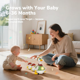 Hestiasko baby ducks toys promote visual tracking with movement and light effects